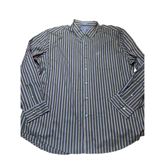 Saddlebred Wrinkle Free Button Down Shirt Striped Blue Black Red Gray Sz XXL NWT - Picture 1 of 4